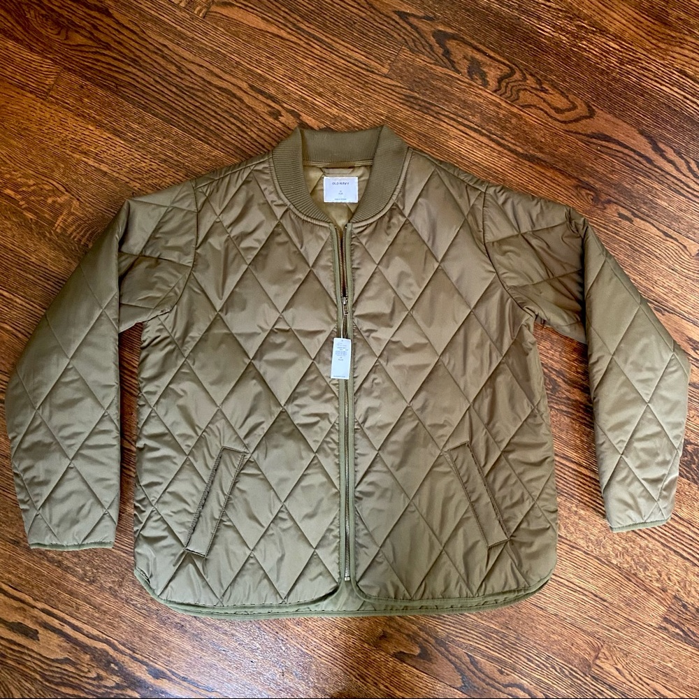NWT “Old Navy” army green quilted bomber jacket